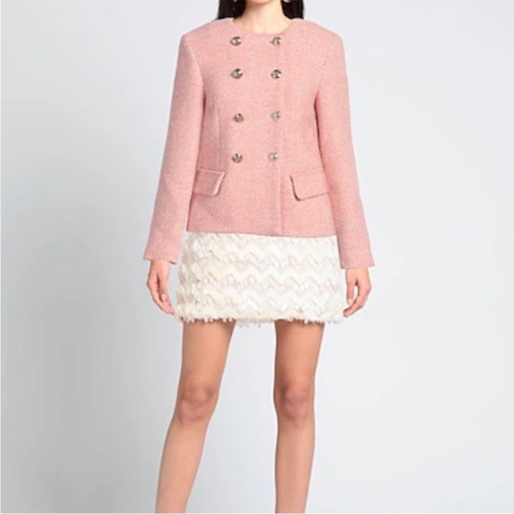Maje Vosila Tweed Double-Breasted Jacket - Size 40 EU